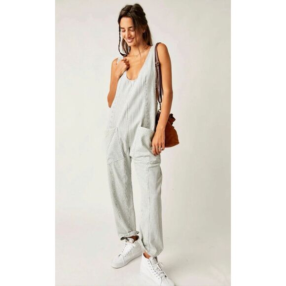 Free People Pants - Free People We The Free Jumpsuit High Roller Light denim Stripe Blue Lagenlook B